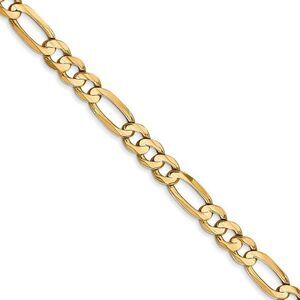 4.5mm 10k Yellow Gold Solid Concave Figaro Chain Necklace, 24 Inch